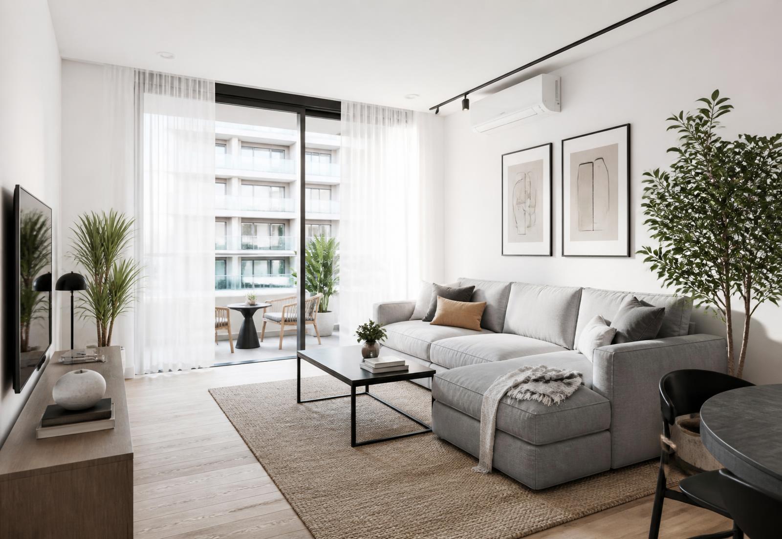 Helles Wohnzimmer einer vermieteten Wohnung